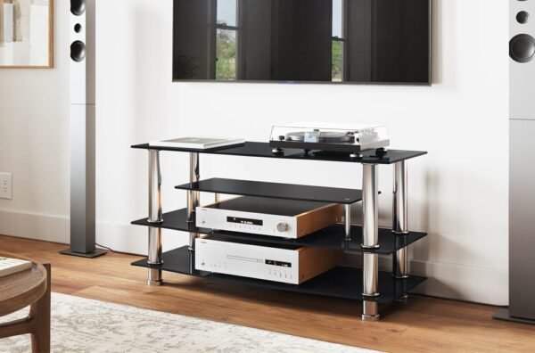 T-700 BLACK GLASS TV STAND