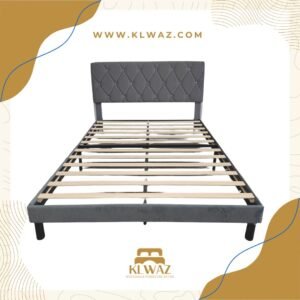 ZO4DGRVEL-Q QUEEN GREY TUFTED VELVET FRAME.