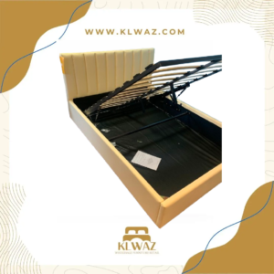 ML-1505 BEIGE PVC LEATHER HYDRAULIC STORAGE BEDFRAME