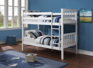 B-124W White Solid Wooden Bunk Bed