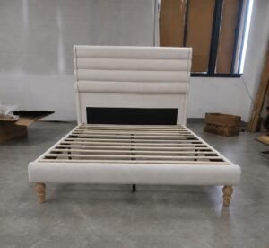 1259 Tall White Boucle Bed Frame