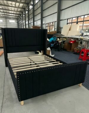 908Q/908K Tall Black Boucle Bed Frame