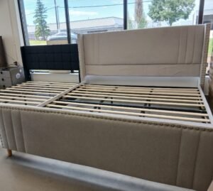 908Q/908K Tall Grey Boucle Bed Frame