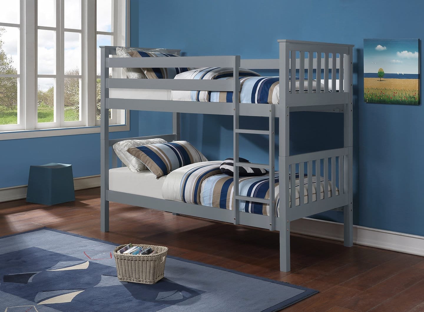 B-101G Grey Wooden Bunk Bed